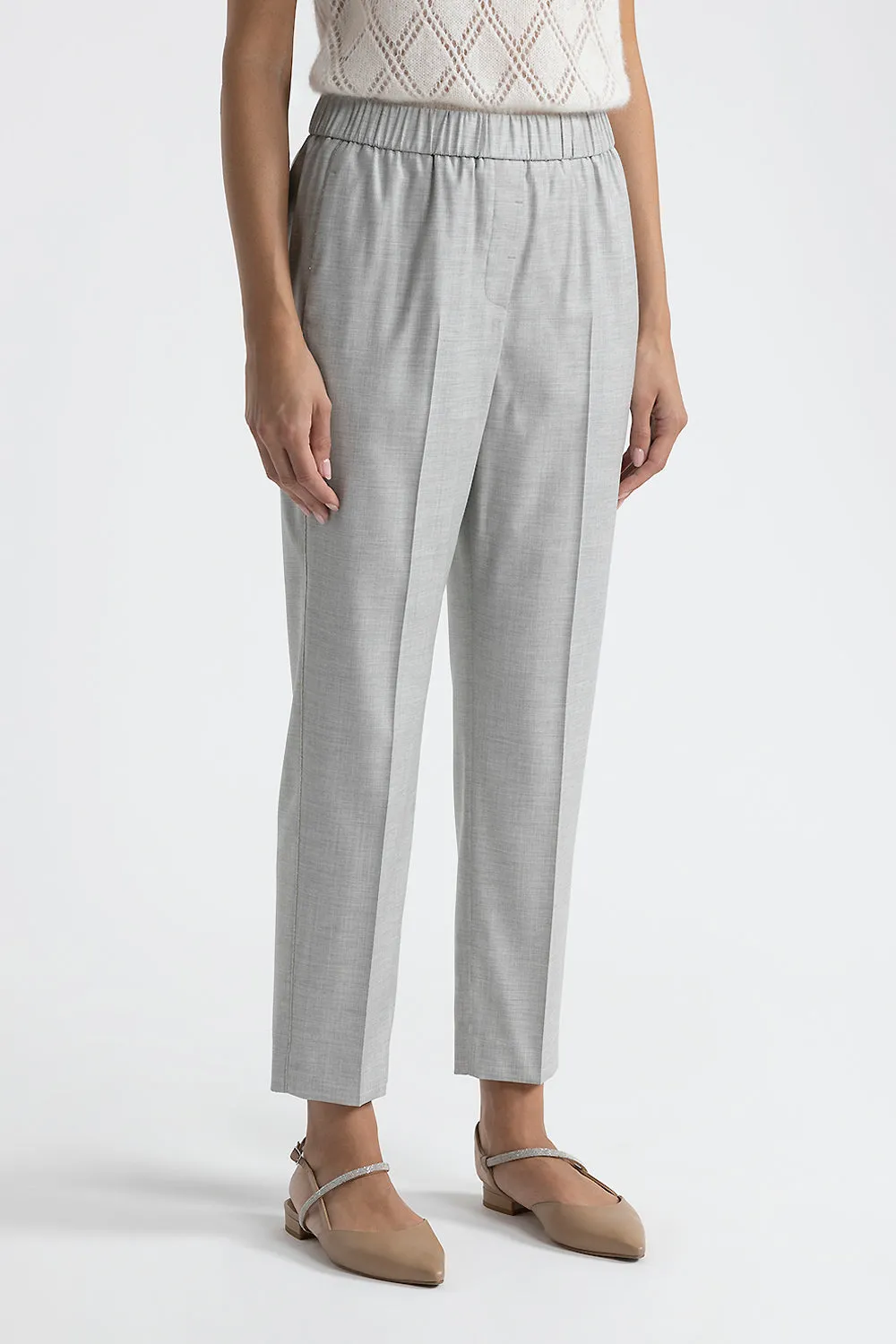 Viscose wool twill elasticated trousers