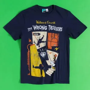 Wallace & Gromit The Wrong Trousers Diamond Heist Navy Blue T-shirt