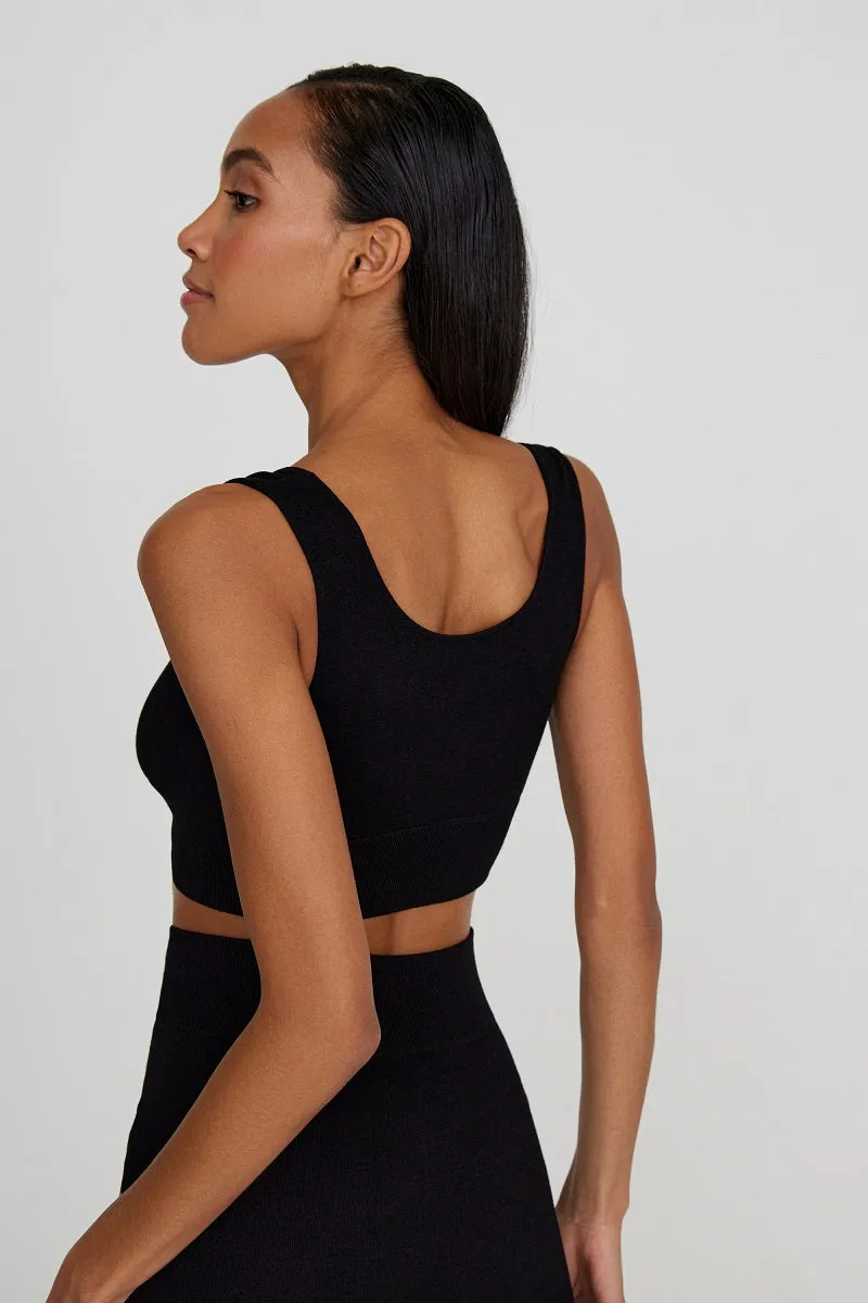 Wide-strap top with cashmere