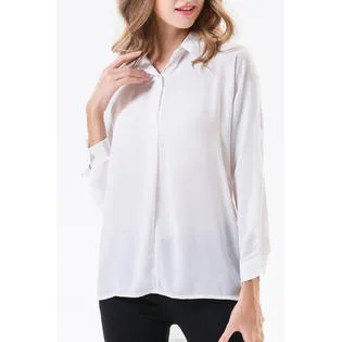 Women Casual Solid Colored Collar Neck Breathable Shirt - WSB95268