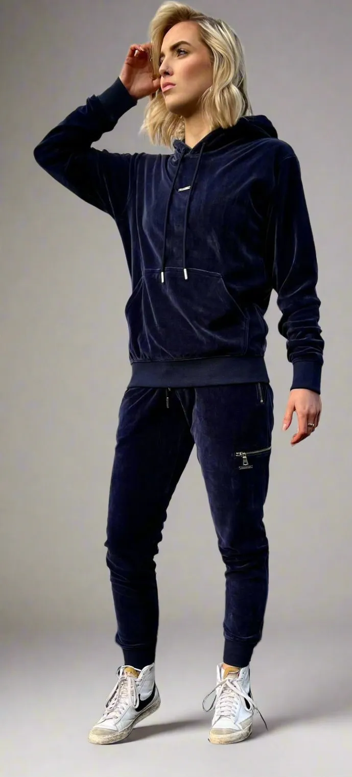 Women's Navy Velour Joggers