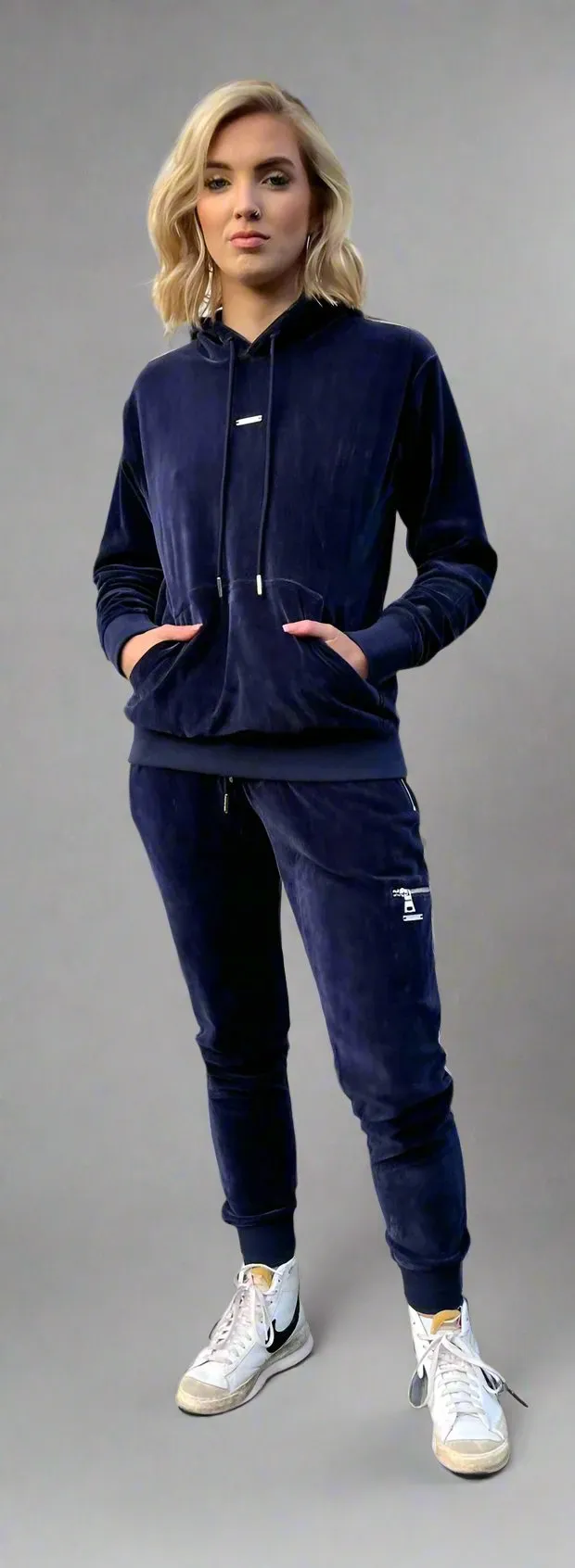 Women's Navy Velour Joggers